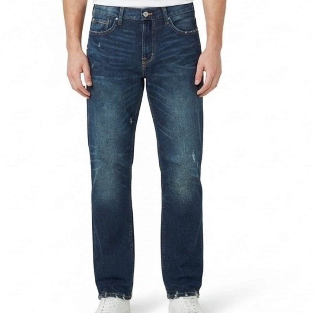 Aeropostale Slim Boot Jeans Mens 32/34 Blue Dark Wash Distressed Denim